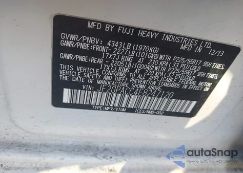 2014 Subaru Xv Crosstrek 2.0I Premium из США, поврежденный, VIN JF2GPACC4E8247120